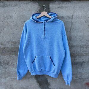 70's Russell Athletic Baby Blue Half Zip Hoodie